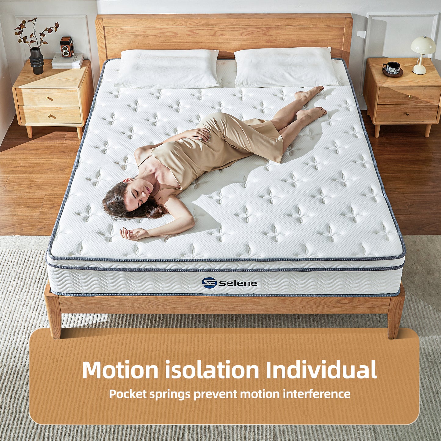 Selene King Size Mattress, 12 Inch Memory Foam Mattress King, Pocket Spring Mattress in a Box for Motion Isolation, Edge Support, Pressure Relief, CertiPUR-US