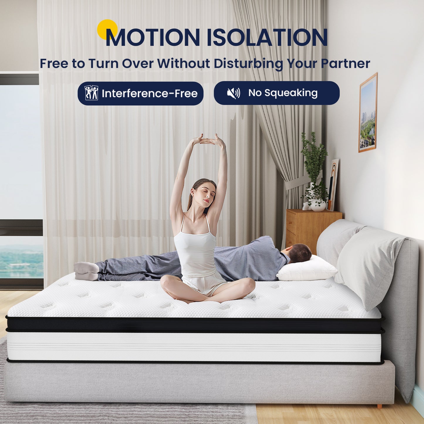King Mattress, 12 Inch Hybrid Mattress in a Box, Memory Foam Pocket Springs Mattress with Motion Isolation and Pressure Relieving, Edge Support, CertiPUR-US