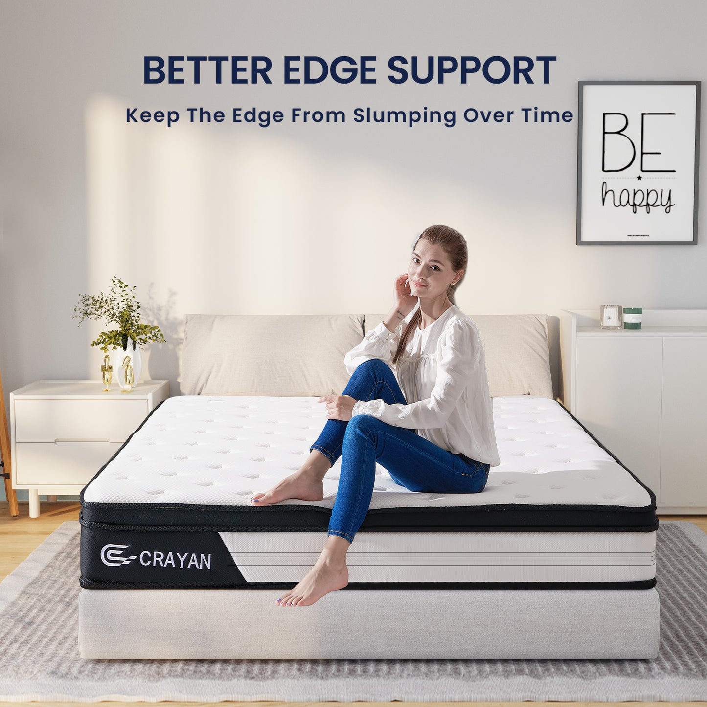 Queen Mattress, 12 Inch Hybrid Mattress in a Box, Memory Foam Pocket Springs Mattress with Motion Isolation and Pressure Relieving, Edge Support, CertiPUR-US