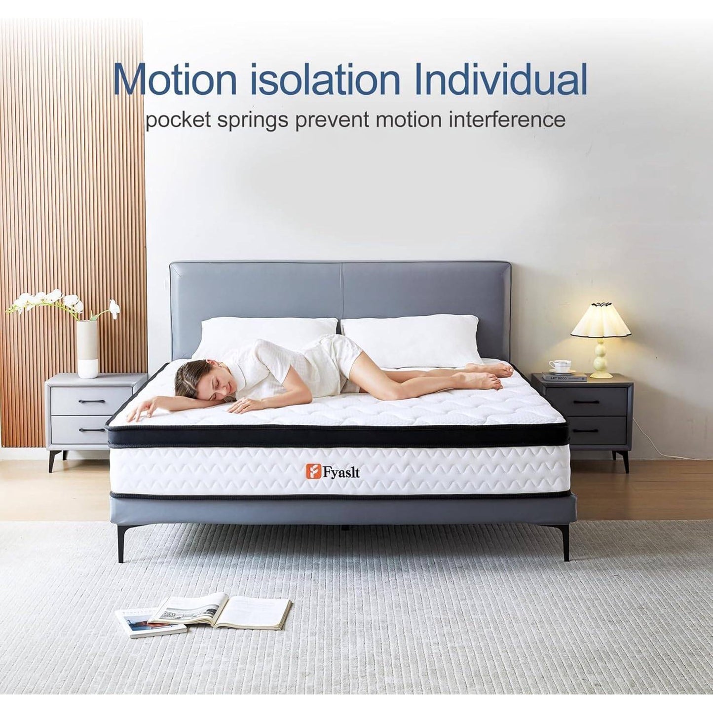 Fyaslt Queen Size Mattress, 12 Inch Memory Foam Hybrid Mattress in a Box with Individual Pocket Spring for Motion Isolation & Strong Edge Support & Pressure Relief, CertiPUR-US,100 Nights Trial