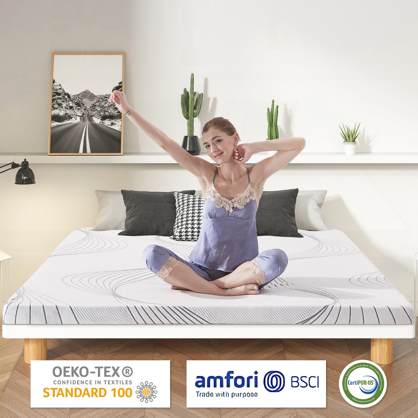 Crayan 3 Inch Memory Foam Mattress Topper Queen Size, Mattress Pad for Pressure Relief, Bed Topper with Removable & Washable Cover, Non-Slip Design, CertiPUR-US