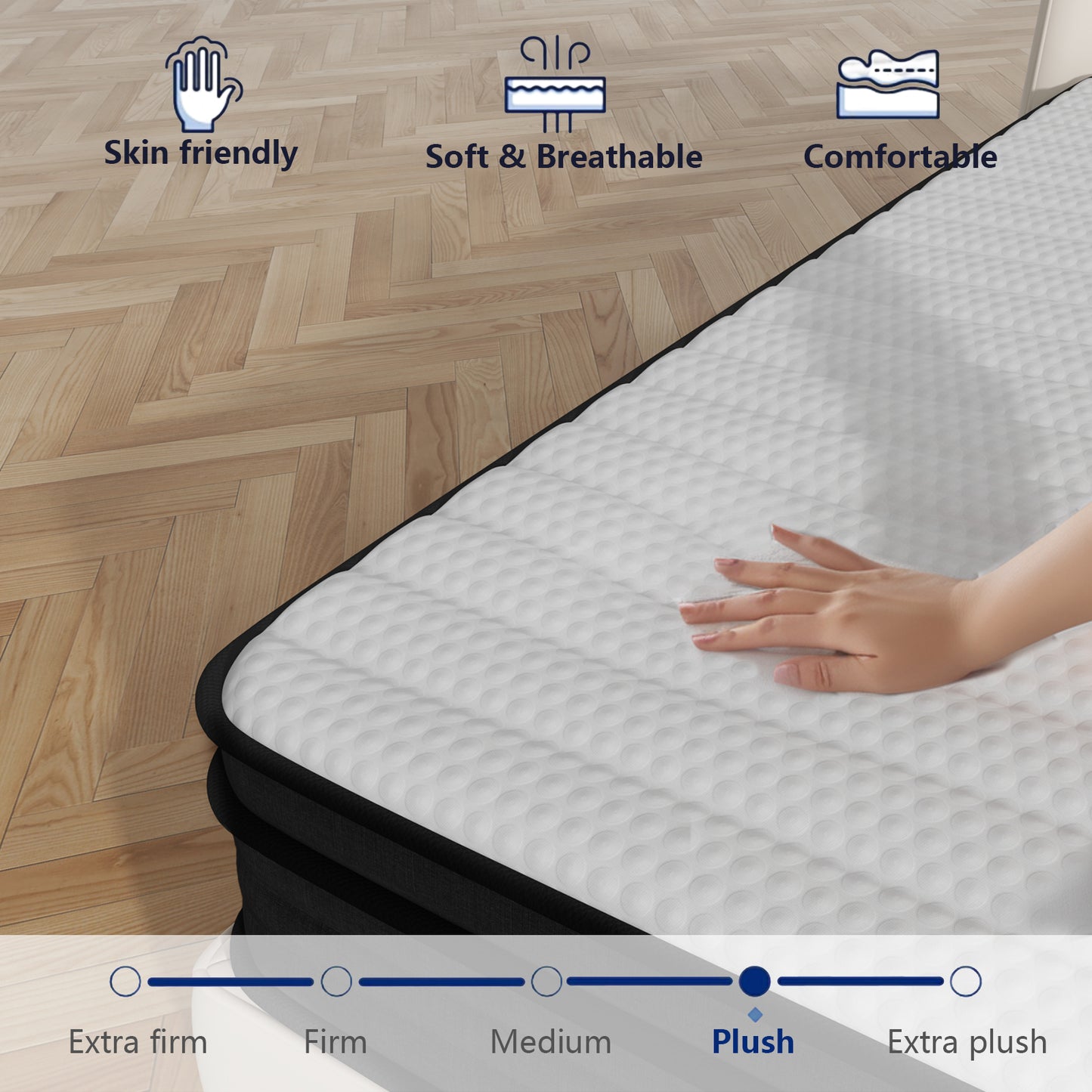 Queen Mattress, 10 Inch Memory Foam Hybrid Mattress in a Box, Individual Pocket Spring Mattress for Pressure Relief, Motion Isolation, Silent Sleep, Breathable, CertiPUR-US