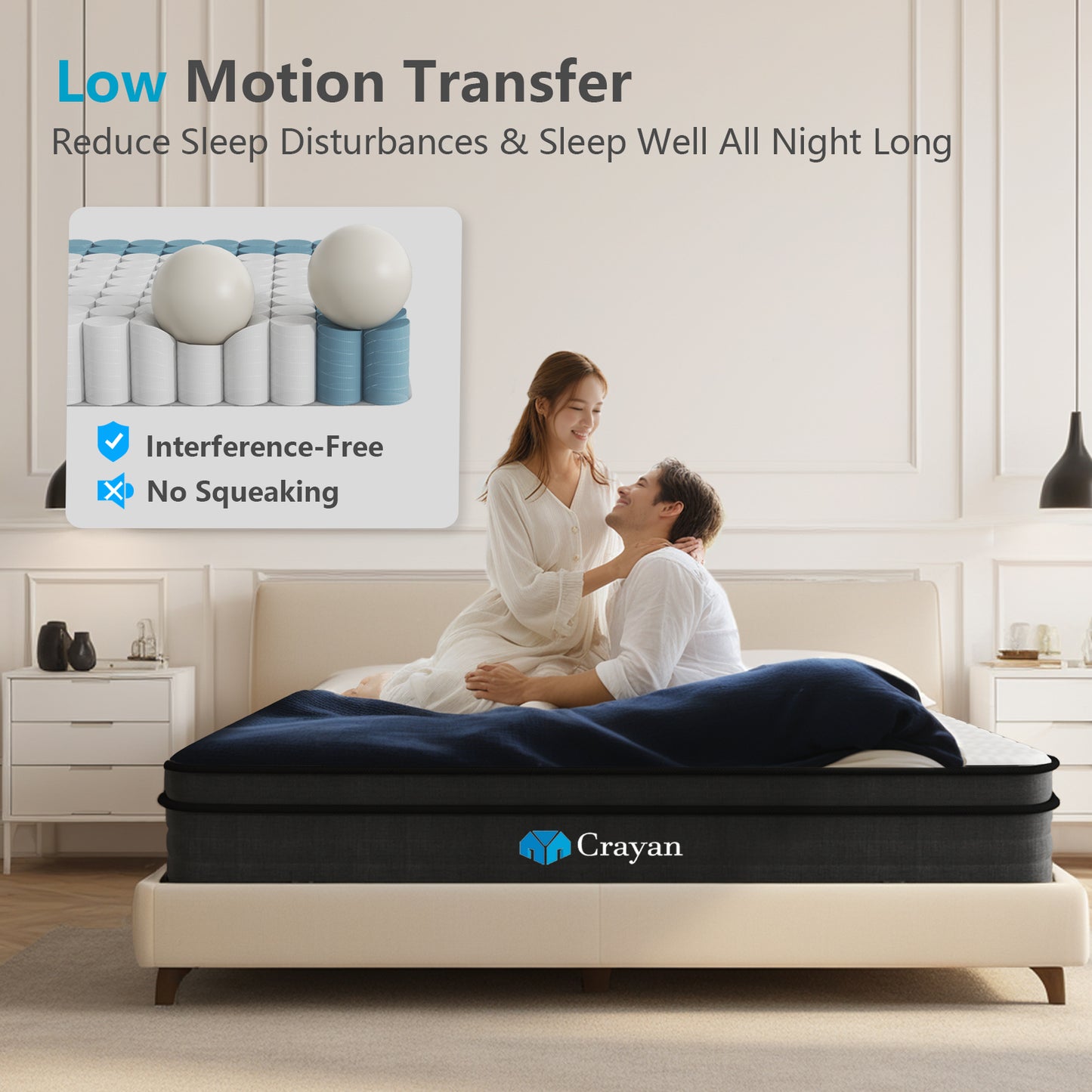 Queen Mattress, 10 Inch Memory Foam Hybrid Mattress in a Box, Individual Pocket Spring Mattress for Pressure Relief, Motion Isolation, Silent Sleep, Breathable, CertiPUR-US