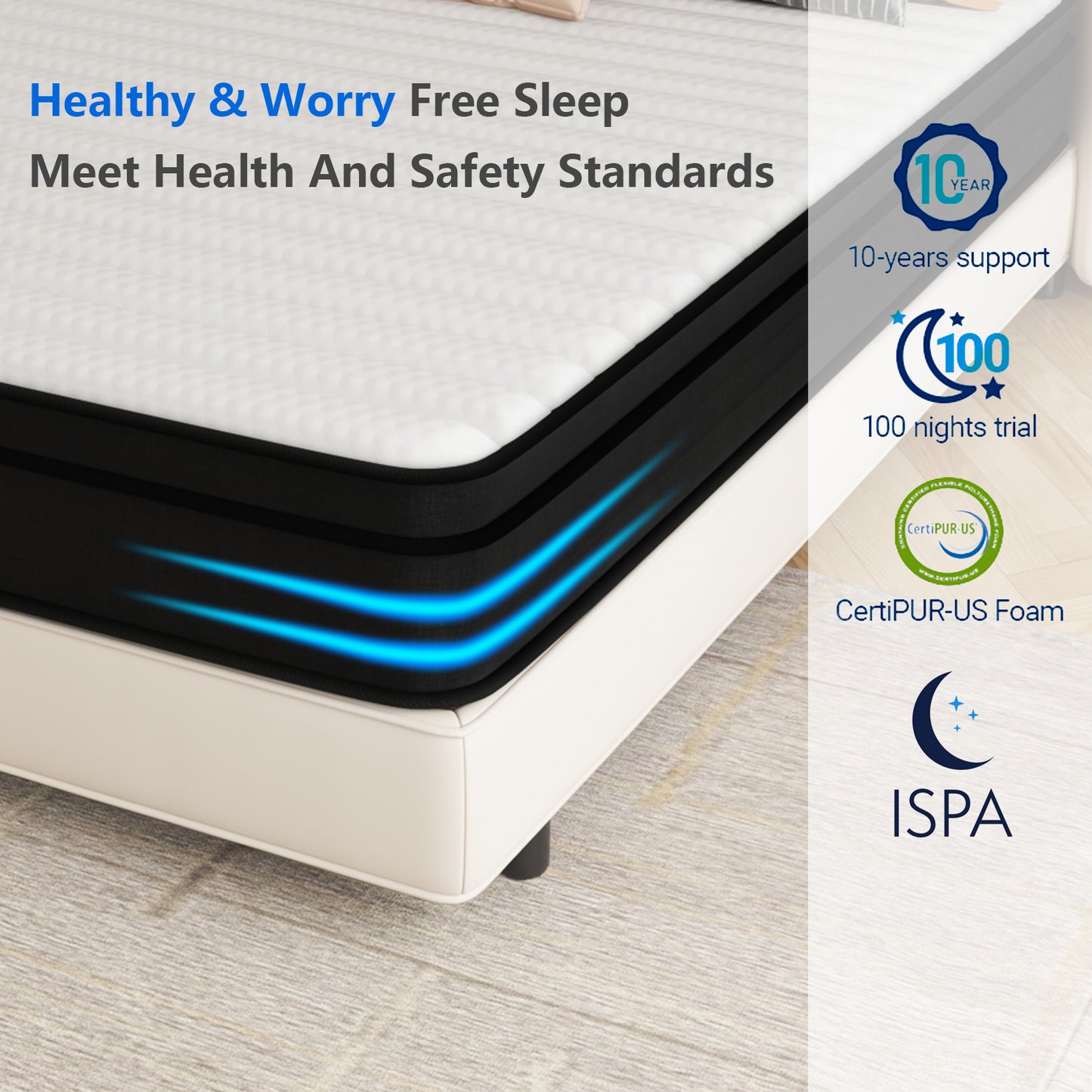 Queen Mattress, 12 Inch Memory Foam Hybrid Mattress in a Box, Individual Pocket Spring Mattress for Pressure Relief, Motion Isolation, Silent Sleep, Breathable, CertiPUR-US