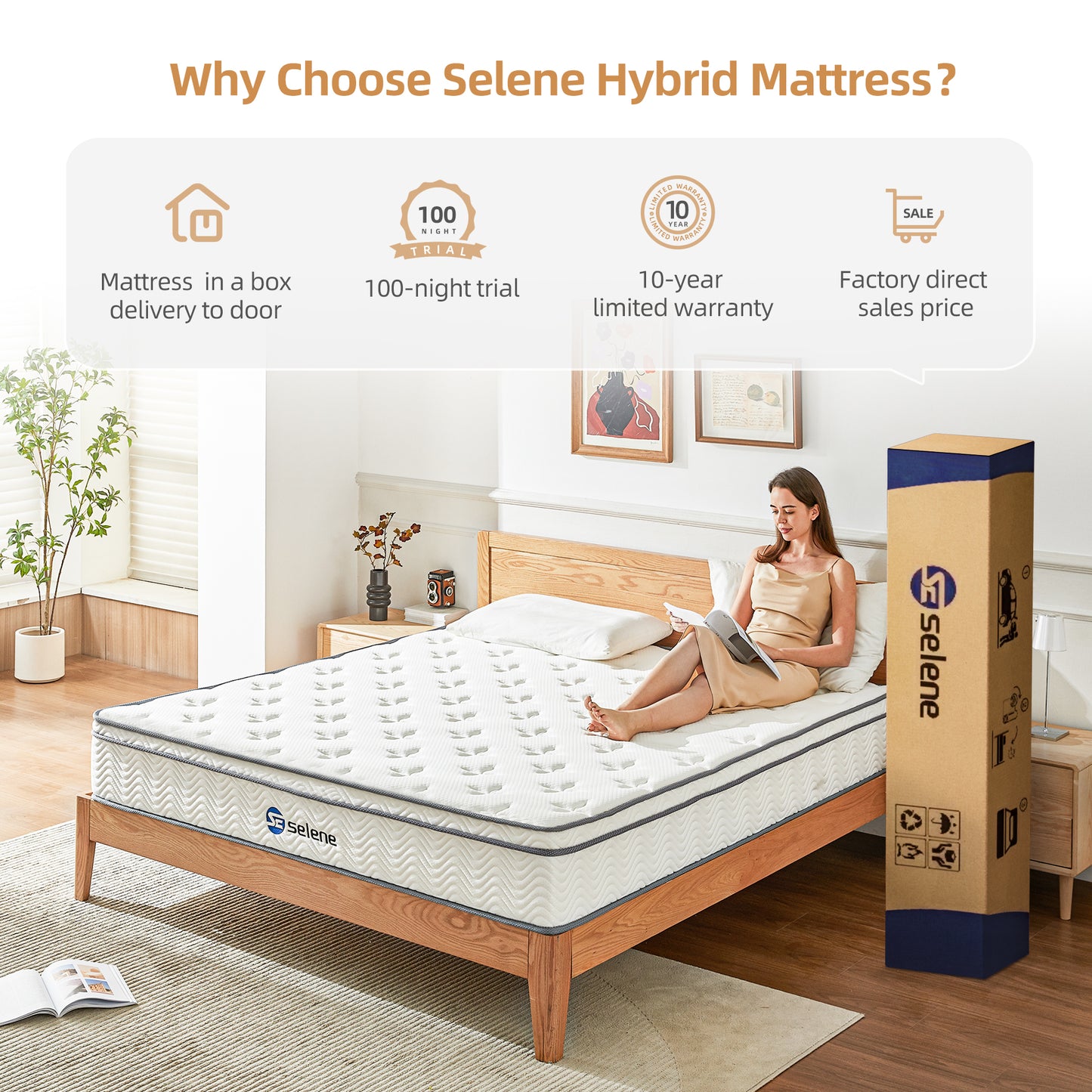 Selene Full Size Mattress, 12 Inch Memory Foam Mattress Full, Pocket Spring Mattress in a Box for Motion Isolation, Edge Support, Pressure Relief, CertiPUR-US