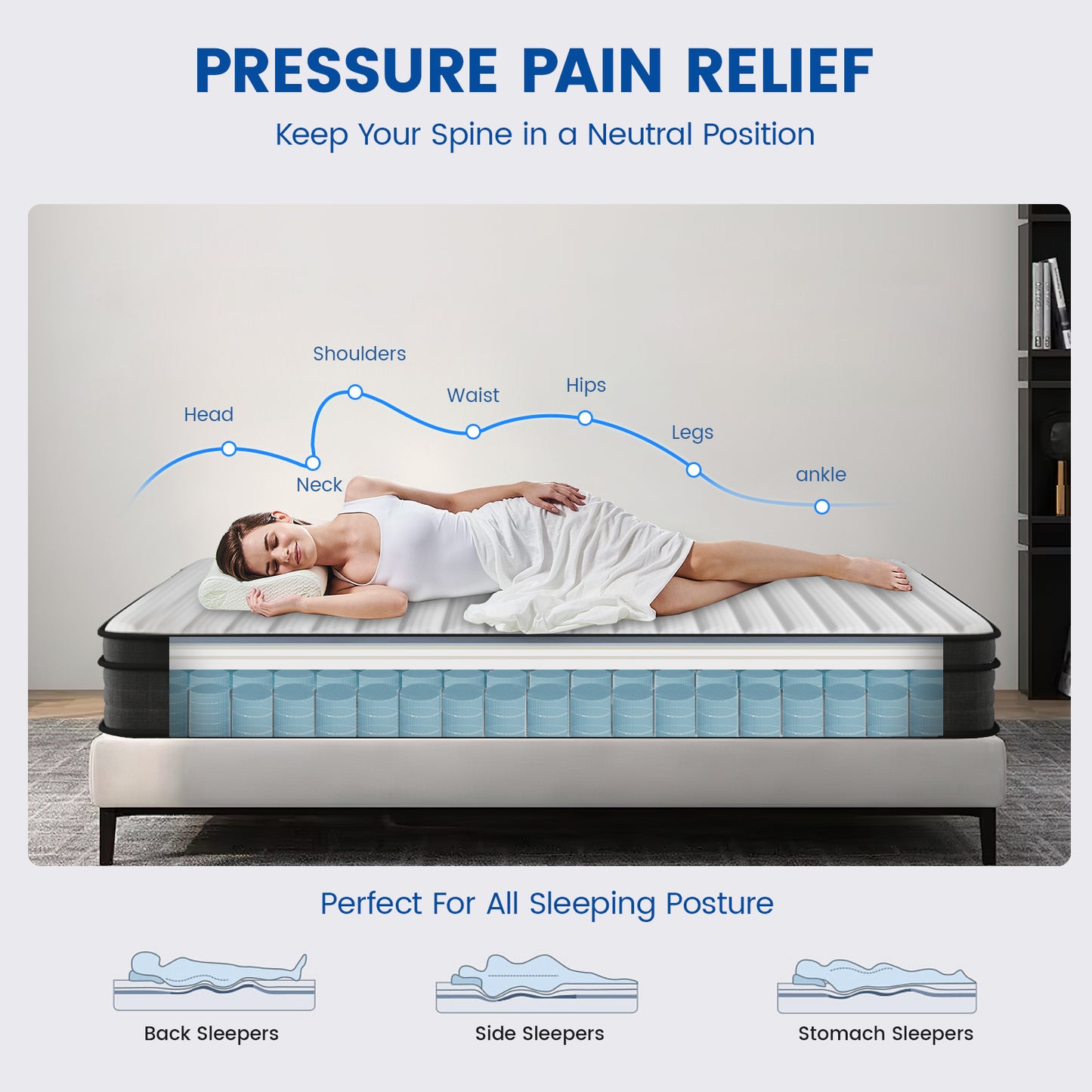 Queen Mattress, Memory Foam Mattress Queen Size, 10 Inch Hybrid Mattress in a Box with Individual Pocket Spring for Motion Isolation & Silent Sleep, CertiPUR-US, 100 Nights Trial