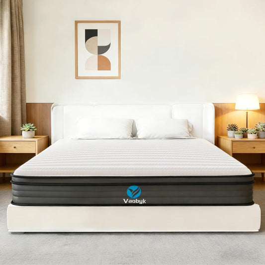 Vaobyk Full Size Mattress, 12 inch Hybrid Full Mattress in a Box, Memory Foam Mattress with Pocket Springs, Pressure Relief & Motion Isolation, CertiPUR-US Certified, Medium Firm