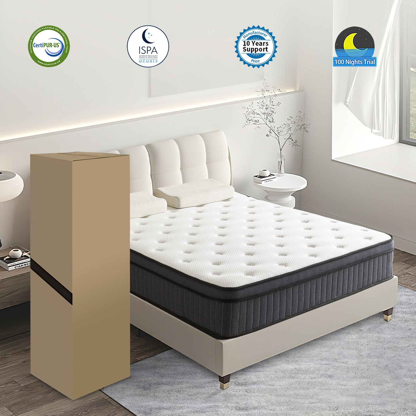 King Mattress,12 Inch Memory Foam Mattress in a Box, Individual Pocket Spring Mattress with Motion Isolation and Pressure Relief, Medium Firm, CertiPUR-US